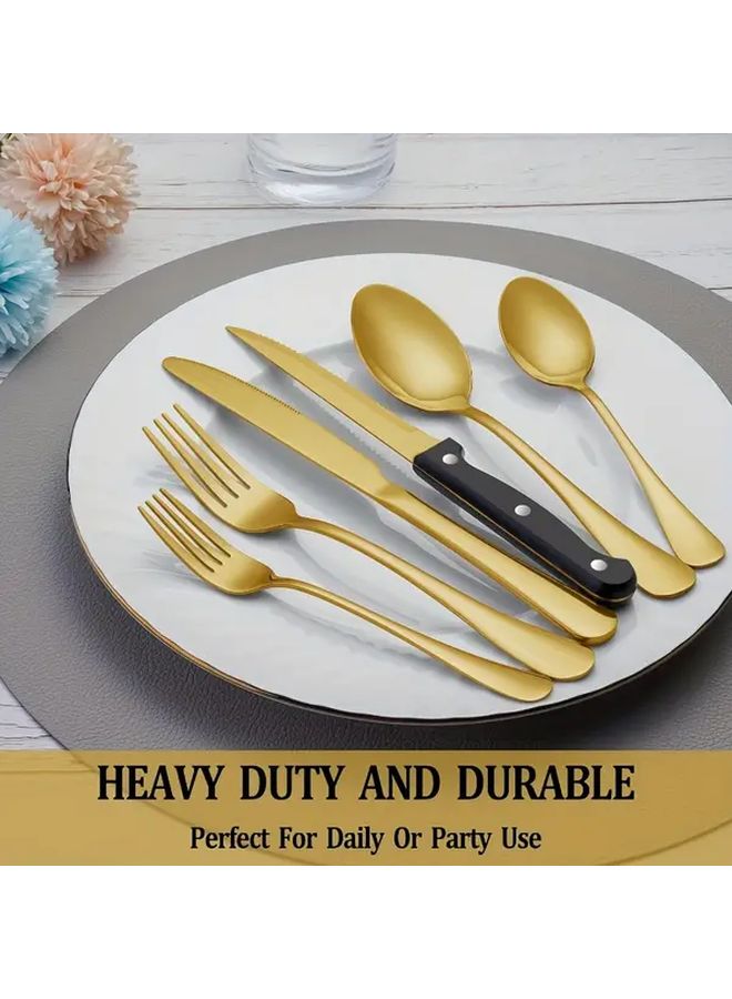 48pcs Stainless Steel Gold Cutlery Set With Mirror Polish For Home Hotel Wedding - Image 2